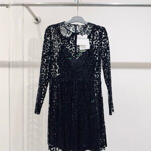 Authentic RED Valentino Black Patterned Long Sleeve Dress